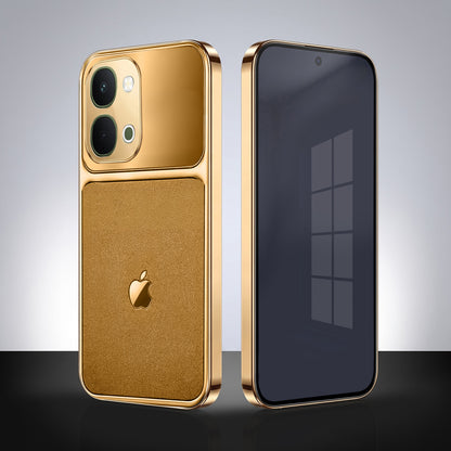 Vivo T5x 5G Royal Touch Apple Gold Electroplated Glass Phone Back Case