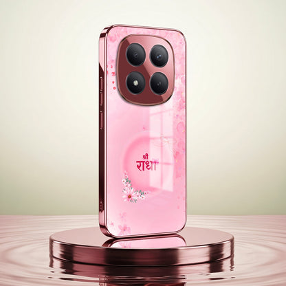 Redmi Note 15 Pro+ 5G Luxury Shree Radha Pink Electroplated Glass Phone Back Case