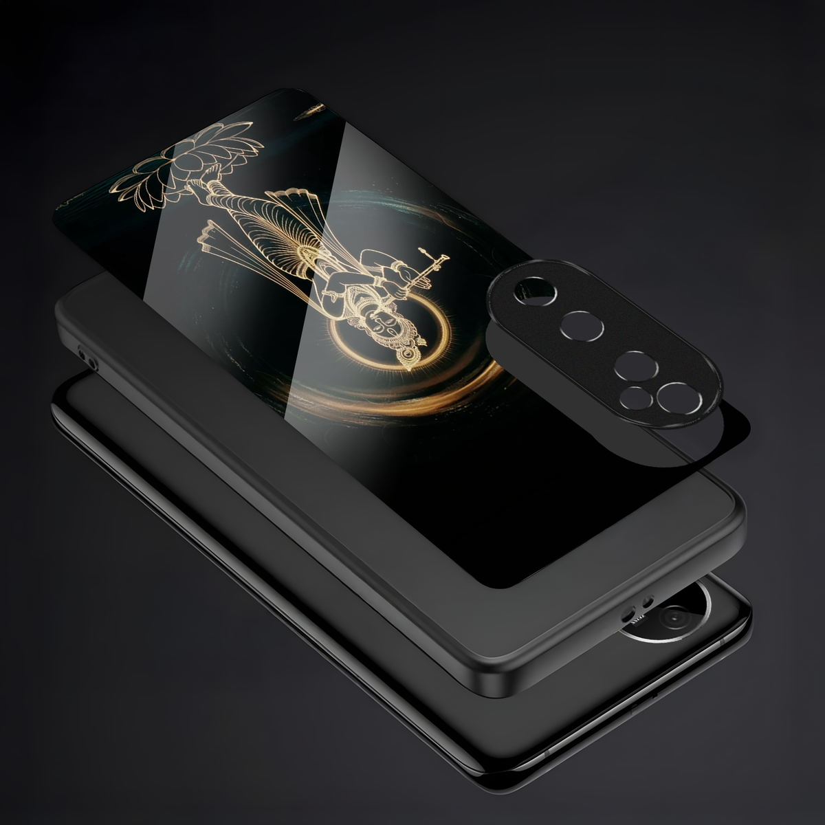 Vivo V40 Pro 5G Premium Acrylic Shockproof Glass Back Case (Krishna Flute)