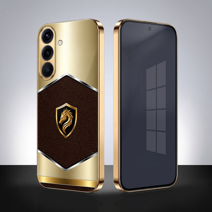 Samsung Galaxy A36 5G Dragon Crest Gold Electroplated Glass Phone Back Case