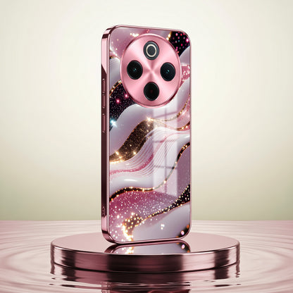 Vivo T4 5G Midnight Pearl Wave Pink Electroplated Glass Phone Back Case