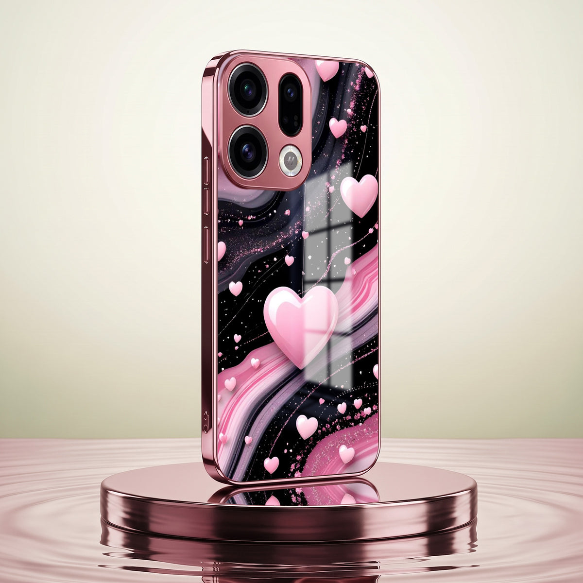 Oppo Find X9 5G Love Sparkle Pink Electroplated Glass Phone Back Case