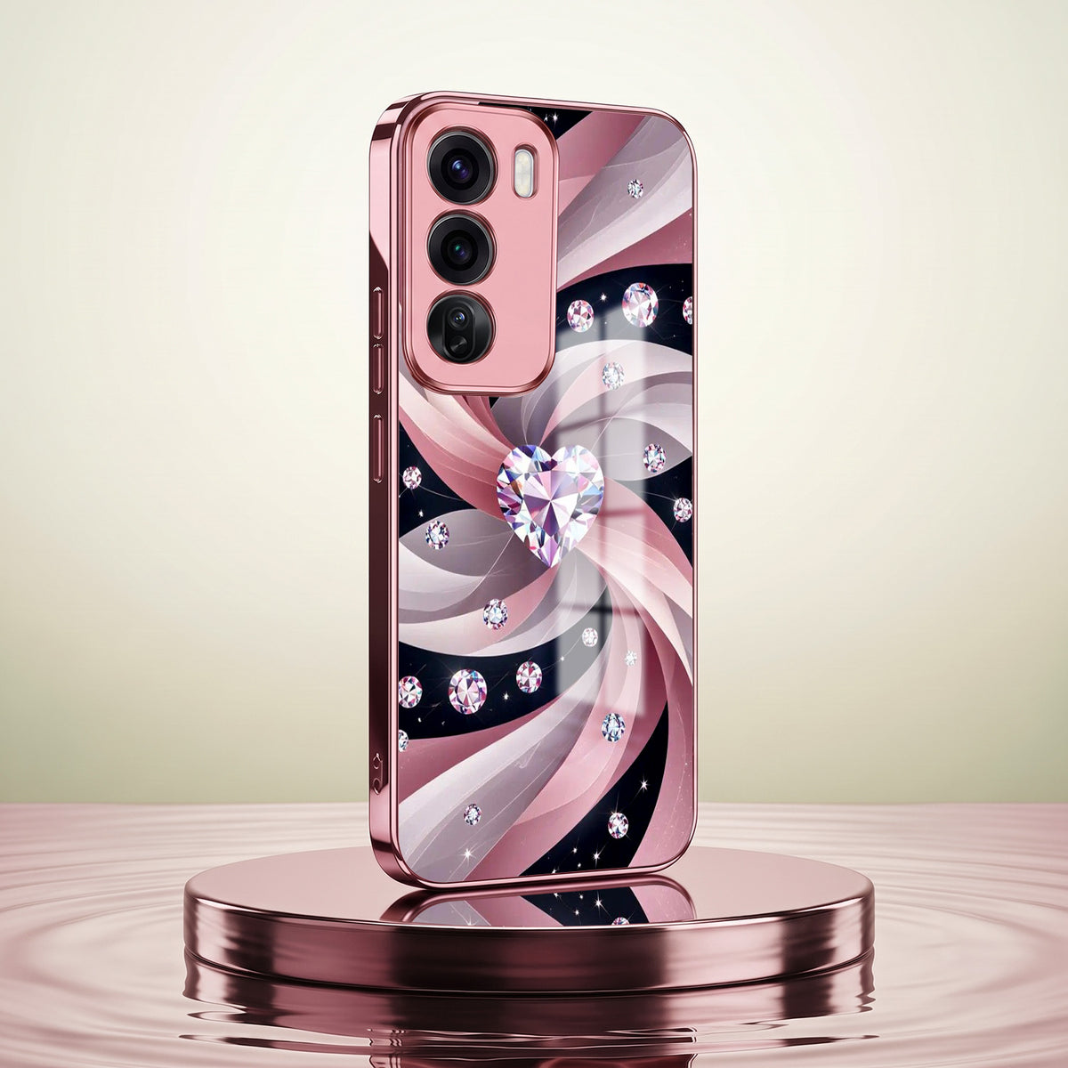 Oppo Reno 12 Pro 5G Diamond Glam Pink Electroplated Glass Phone Back Case