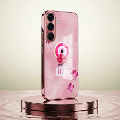 Samsung Galaxy A36 5G Luxury Radhe Radhe 11:11 Pink Electroplated Glass Phone Back Case