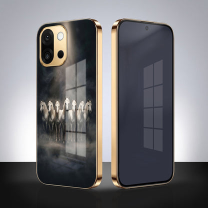 OnePlus 13s 5G Running Horses Gold Electroplated Glass Phone Back Case