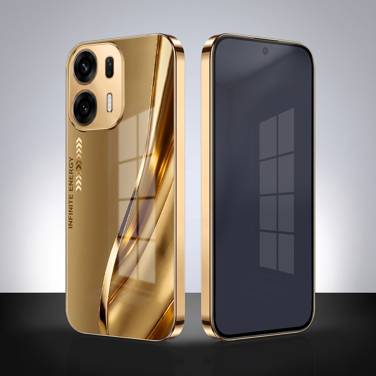Oppo K14 Plus 5G Luxury Infinity Energy Gold Electroplated Glass Phone Case