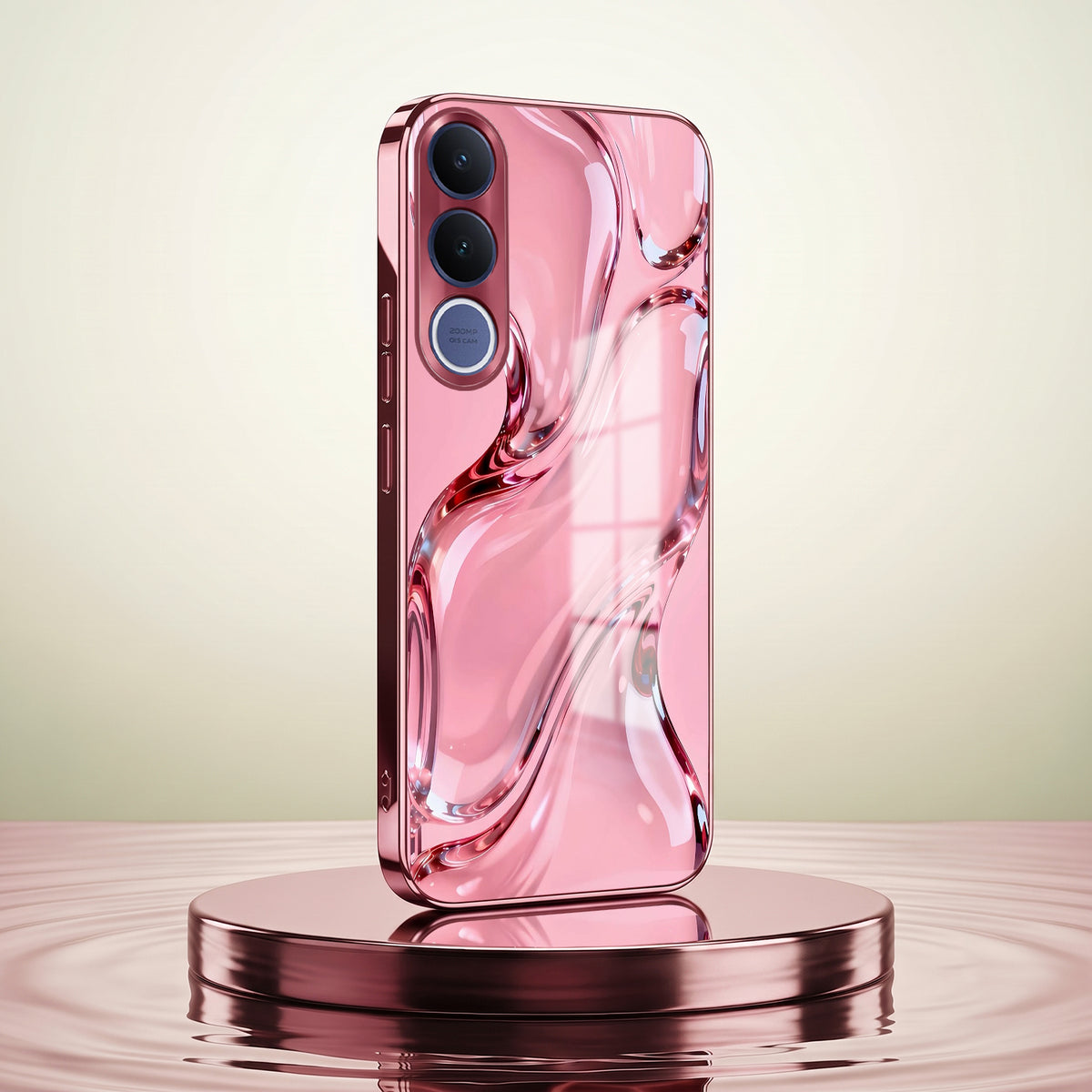 Vivo V70 FE 5G Crystal Wave Energy Pink Electroplated Glass Phone Back Case