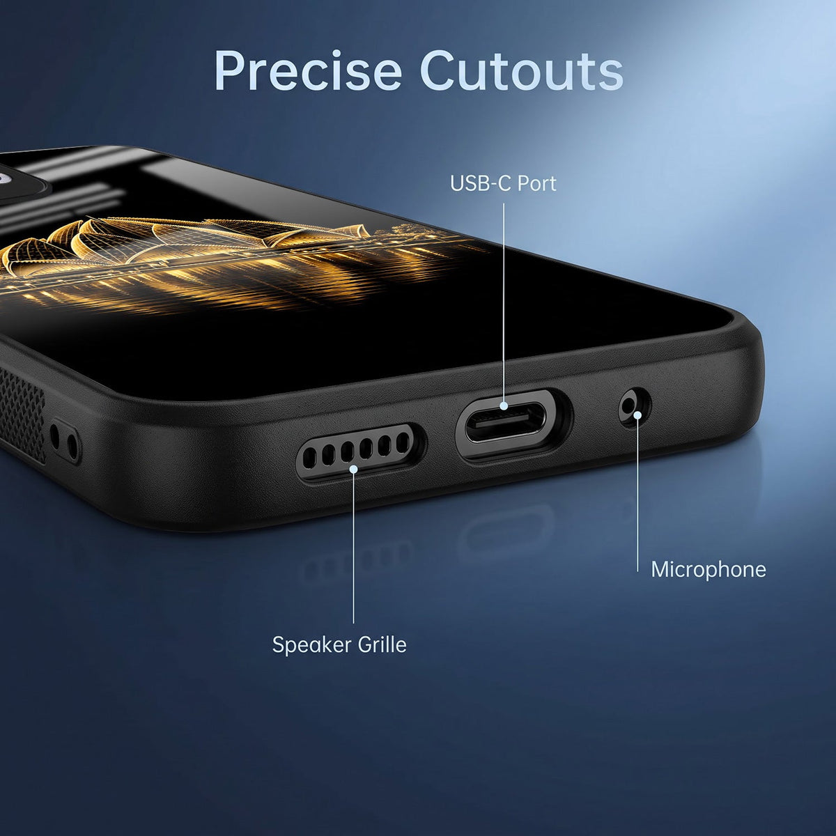 Oppo Reno 13 5G Premium Acrylic Shockproof Glass Back Case (Golden Lotus)