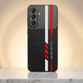 Samsung Galaxy A37 5G Sporty Stripe Focus Carbon Fiber Leather Hybrid Back Case