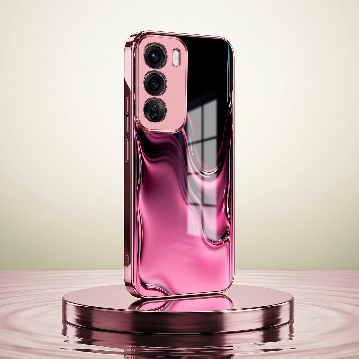 Oppo Reno 12 Pro 5G Liquid Wave Pink Electroplated Glass Phone Back Case