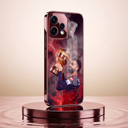 Oppo Reno 15 5G Virat Kohli Burgundy Electroplated Glass Back Case