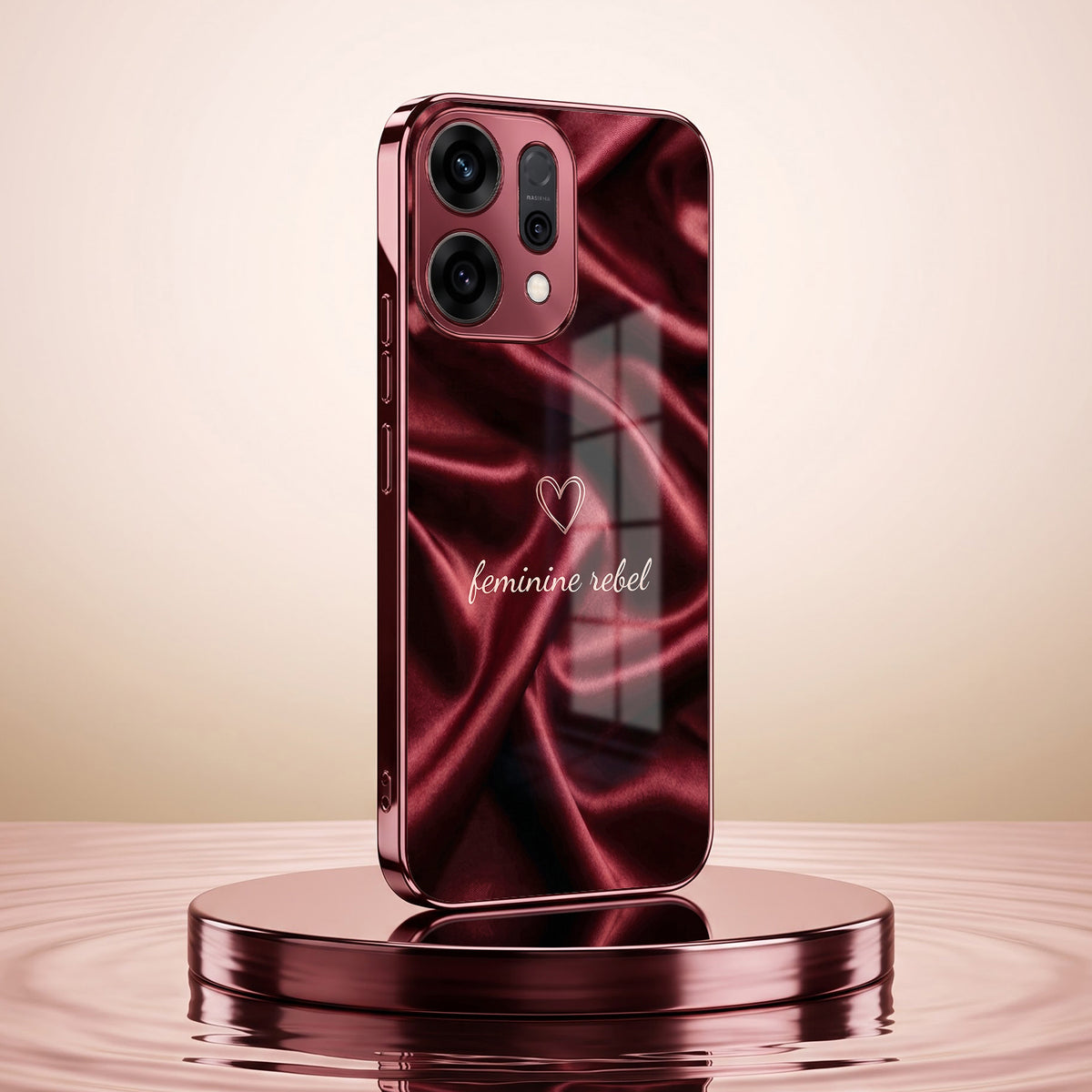 Oppo Reno 14 5G Feminine Rebel Burgundy Electroplated Glass Back Case