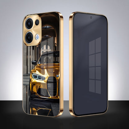 Oppo Reno 13 5G Golden BMW Gold Electroplated Glass Phone Back Case