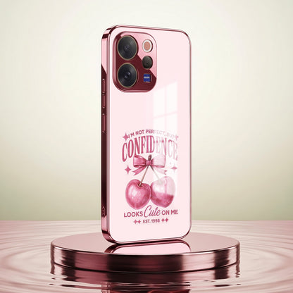 Vivo V70 5G Luxury Cherry Bow Pink Electroplated Glass Phone Back Case