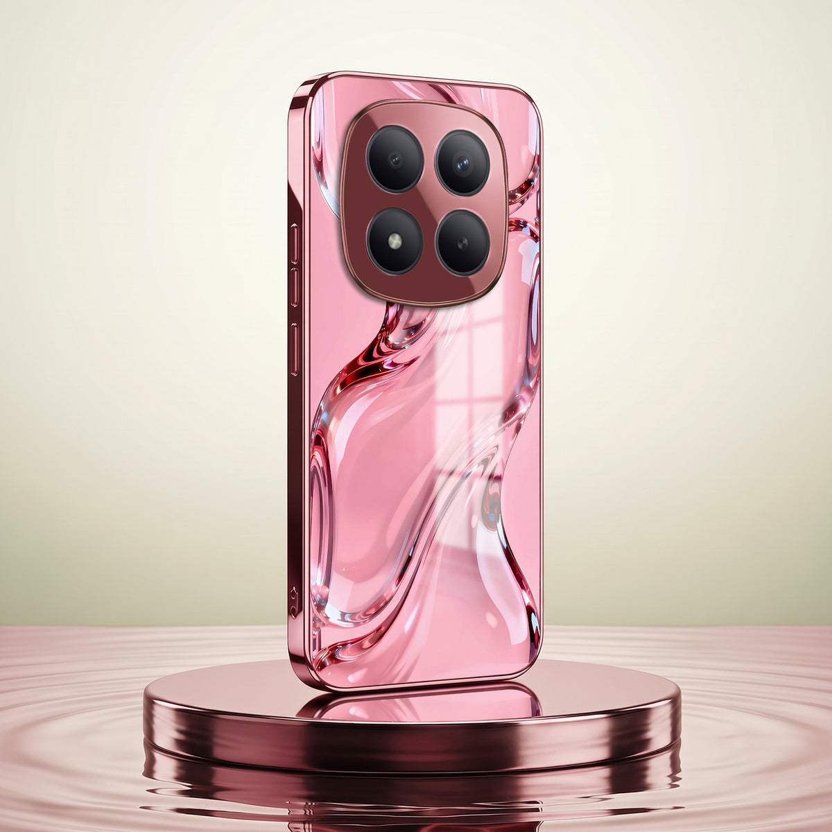Redmi Note 15 Pro+ 5G Crystal Wave Energy Pink Electroplated Glass Phone Back Case