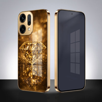 Oppo Reno 14 5G Golden Diamond Gold Electroplated Glass Phone Back Case