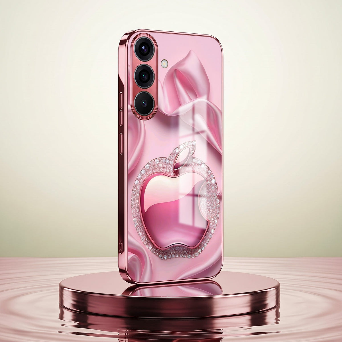 Samsung Galaxy A36 5G Luxury Apple Logo Pink Electroplated Glass Phone Back Case