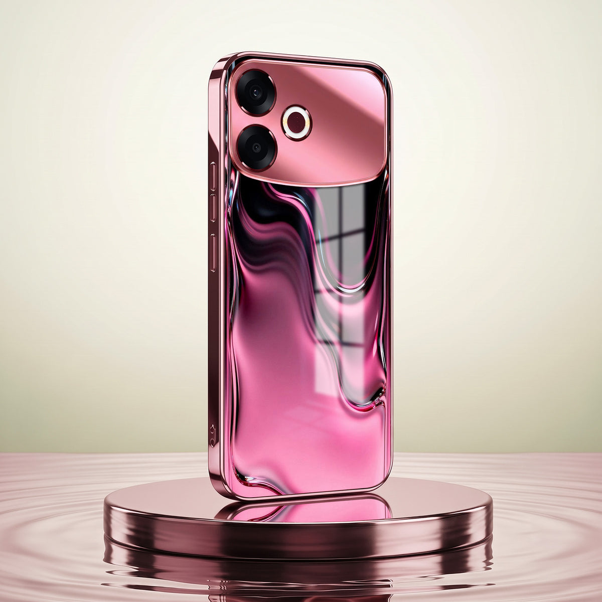 Oppo F33 Pro 5G Liquid Wave Pink Electroplated Glass Phone Back Case