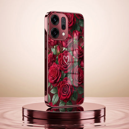 Oppo Reno 14 5G Rose Heart Burgundy Electroplated Glass Back Case