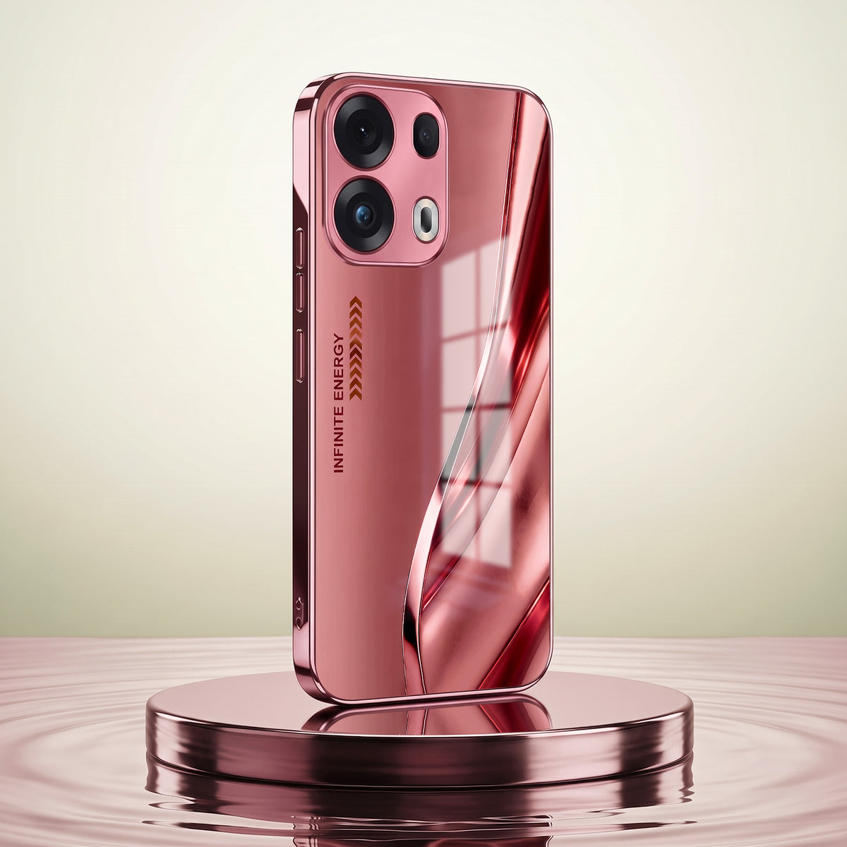 Oppo Reno 13 Pro 5G Luxury Infinity Energy Pink Electroplated Glass Phone Back Case