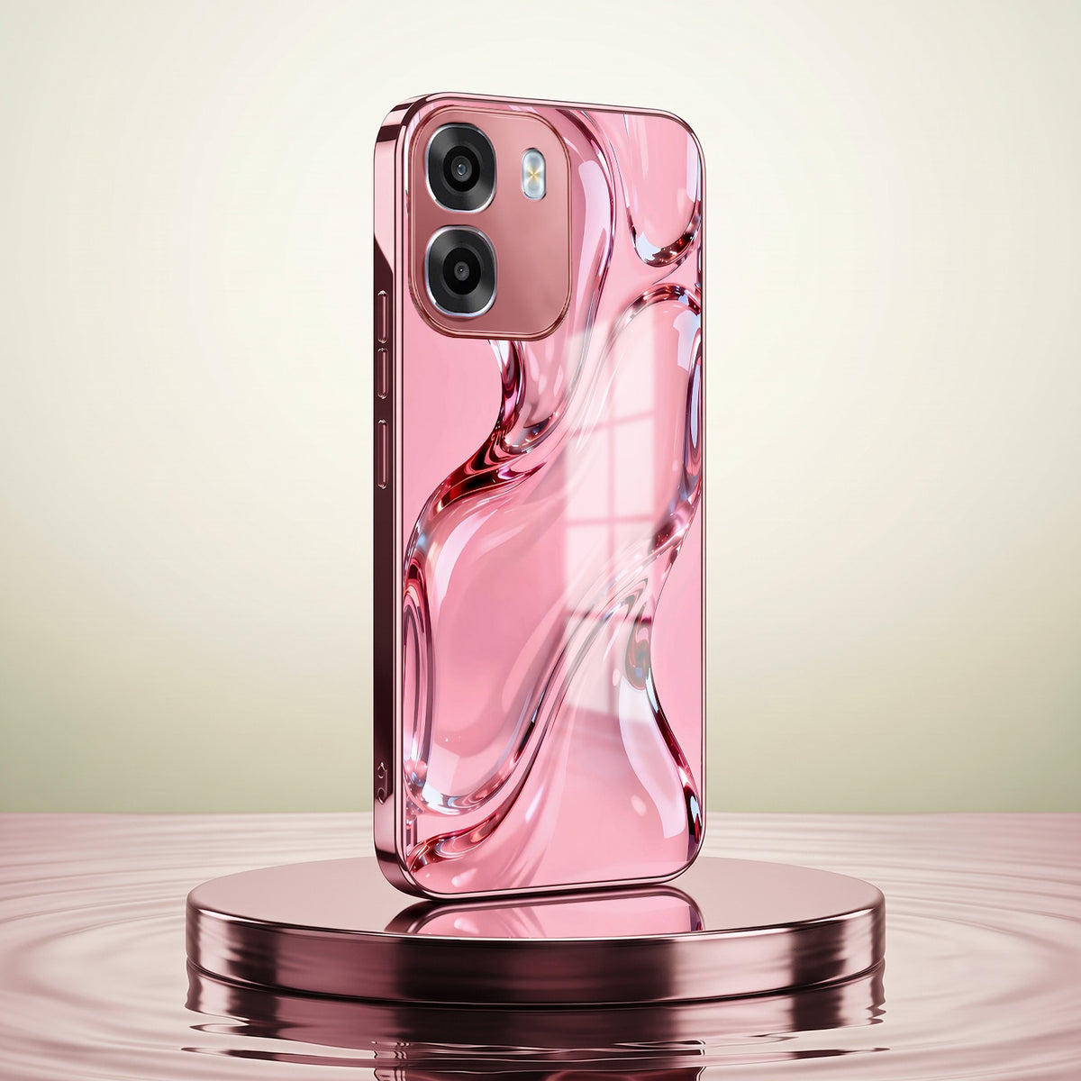Oppo K14 5G Crystal Wave Energy Pink Electroplated Glass Phone Back Case