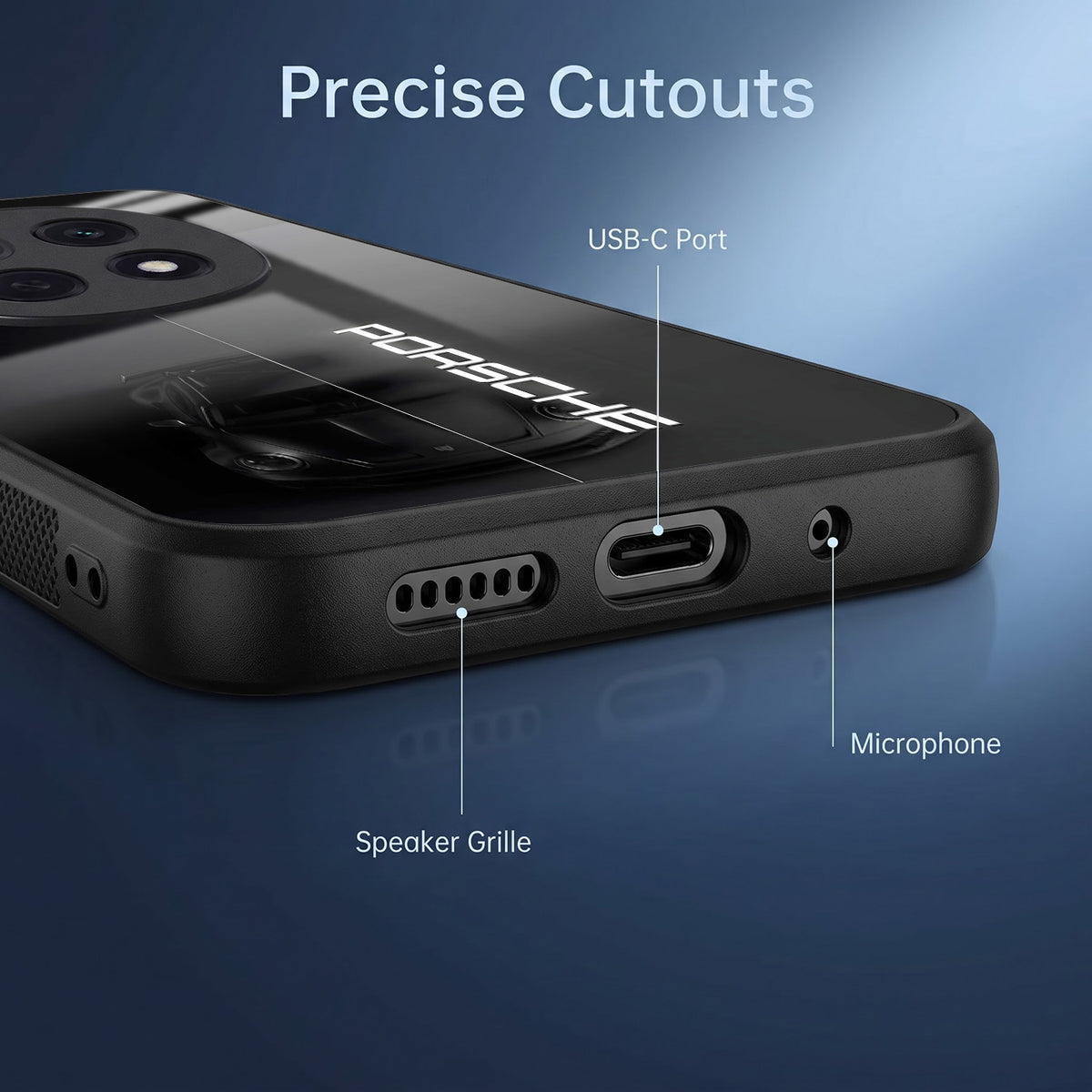 Oppo F29 Pro 5G Premium Acrylic Shockproof Glass Back Case (Black Porsche)