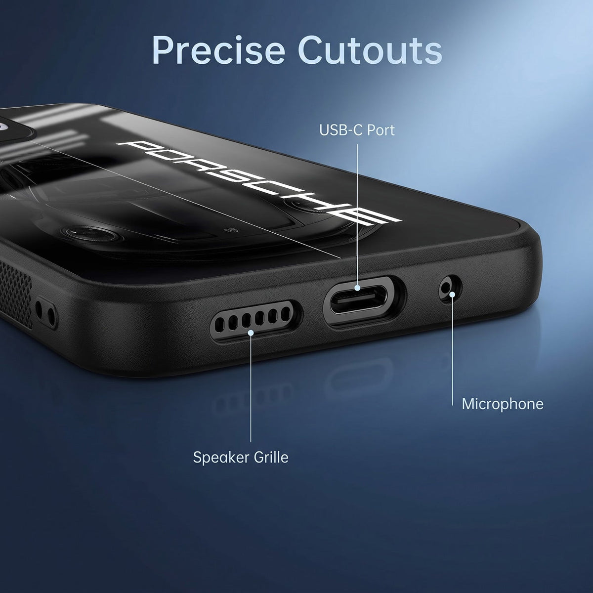 Oppo Reno 13 5G 5G Premium Acrylic Shockproof Glass Back Case (Black Porsche)