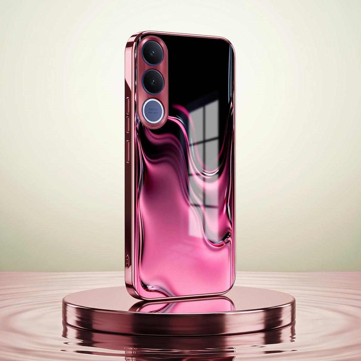 Vivo V70 FE 5G Liquid Wave Pink Electroplated Glass Phone Back Case