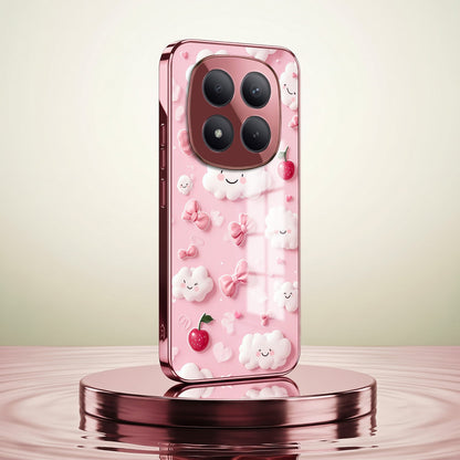Redmi Note 15 Pro+ 5G Luxury 3D Clouds Pink Electroplated Glass Phone Back Case
