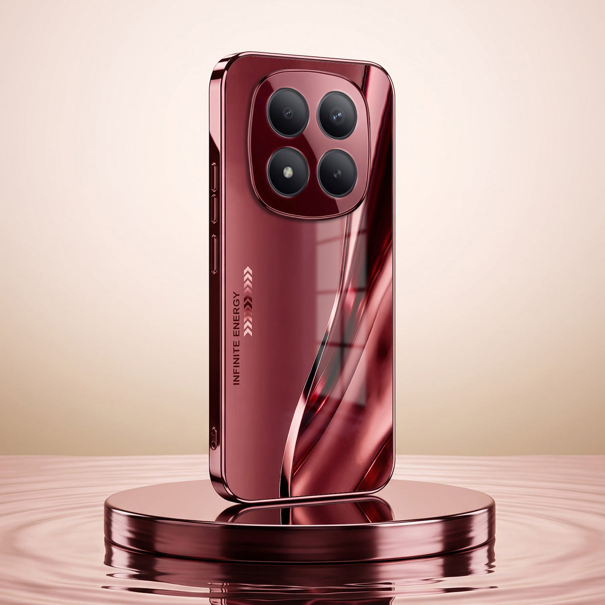 Redmi Note 15 Pro Plus 5G Infinity Energy Burgundy Electroplated Glass Back Case