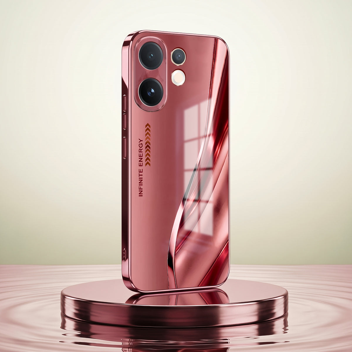 Vivo V60 5G Luxury Infinity Energy Pink Electroplated Glass Phone Back Case