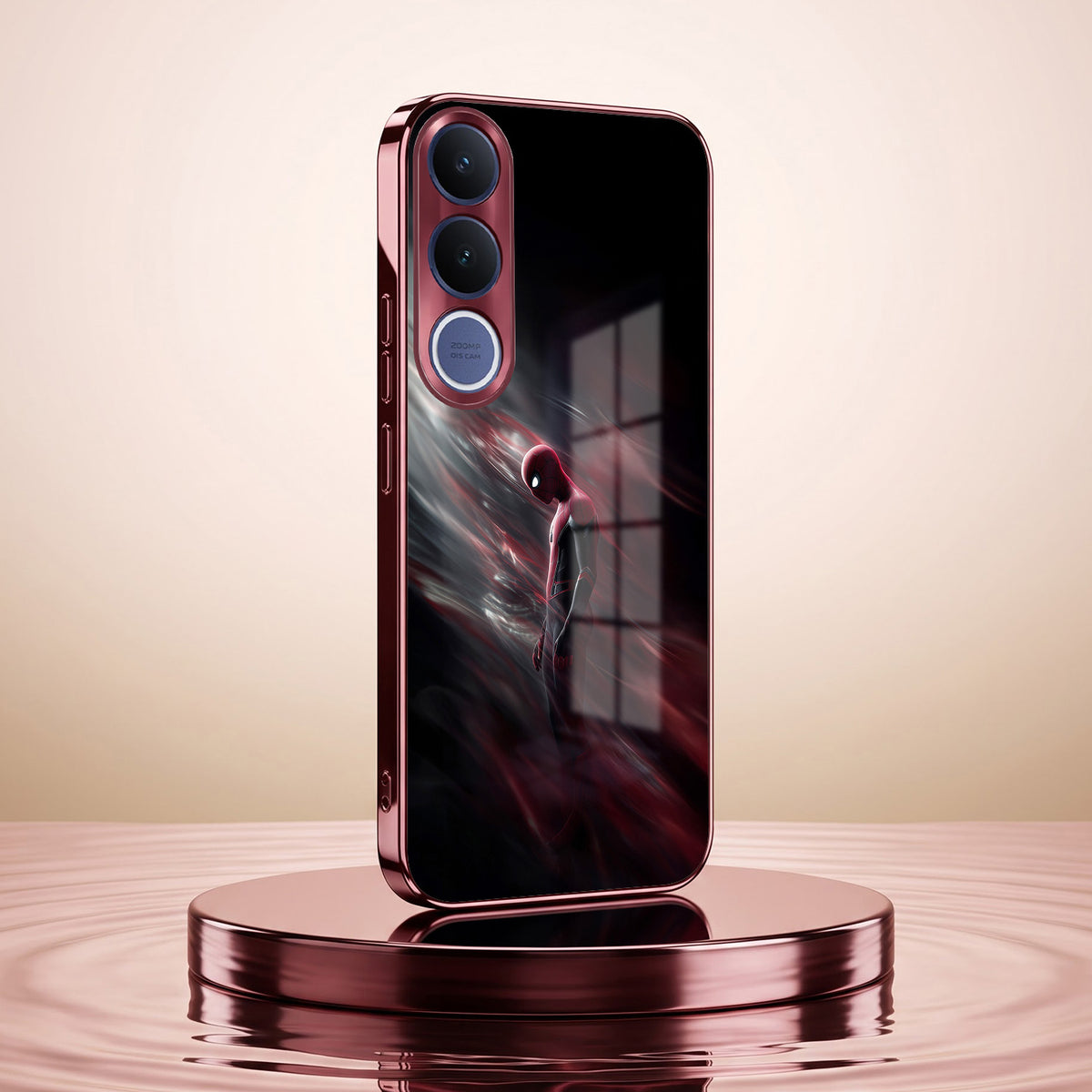Vivo V70 FE 5G Crimson Spider Burgundy Electroplated Glass Back Case