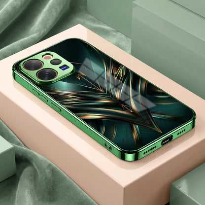 Vivo V70 5G Vortex 3D Arrows Green Electroplated Glass Back Case