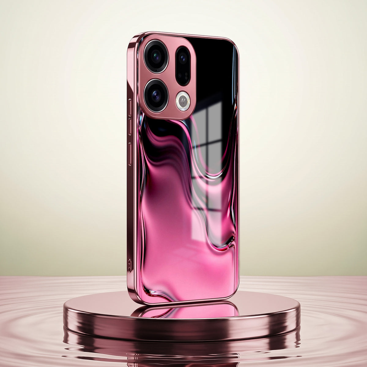 Oppo Find X9 5G Liquid Wave Pink Electroplated Glass Phone Back Case