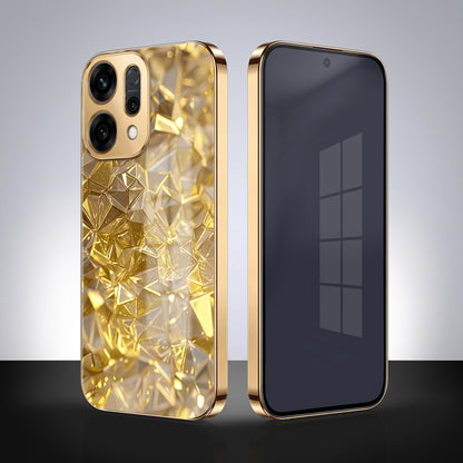 Oppo Reno 14 5G Golden Diamond Shatter Gold Electroplated Glass Phone Back Case