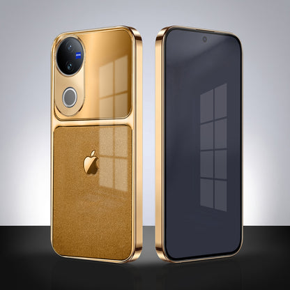 Vivo V50 5G Royal Touch Apple Gold Electroplated Glass Phone Back Case