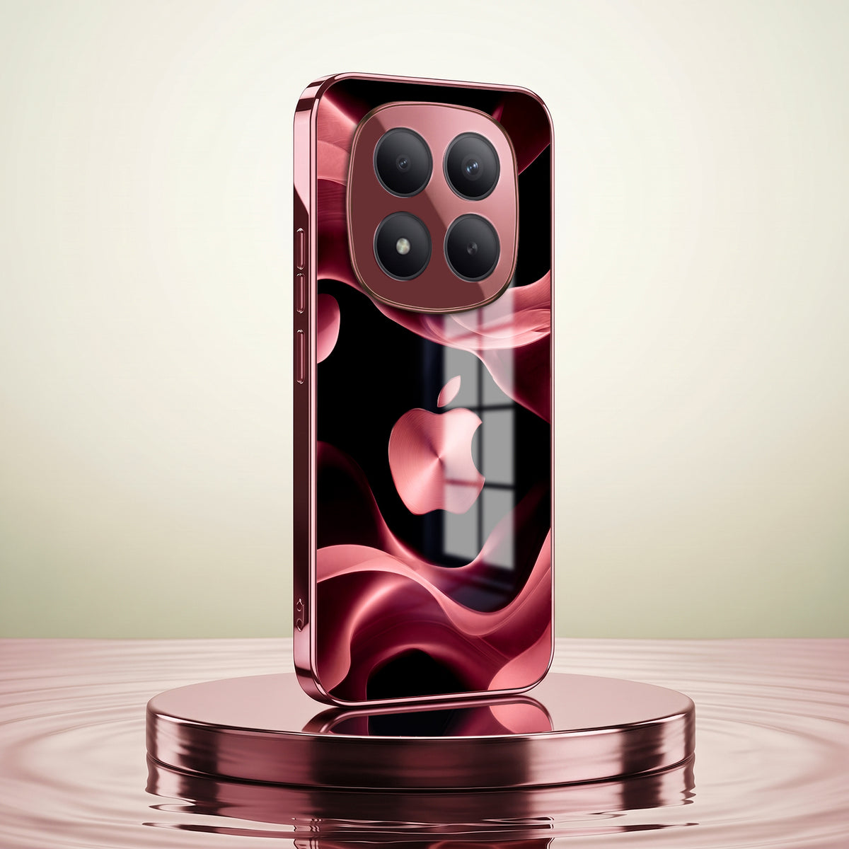 Redmi Note 15 Pro+ 5G Luxury Wave Pink Electroplated Glass Phone Back Case