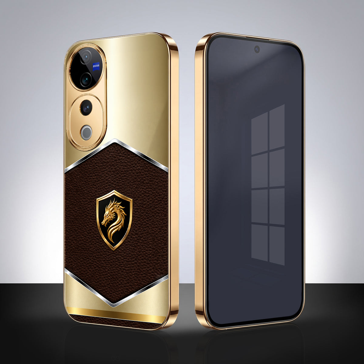 Vivo V40 Pro 5G Dragon Crest Gold Electroplated Glass Phone Back Case