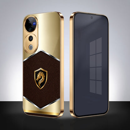 Vivo V40 Pro 5G Dragon Crest Gold Electroplated Glass Phone Back Case