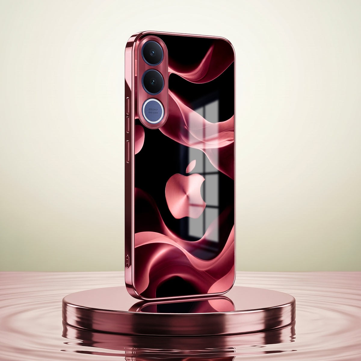 Vivo V70 FE 5G Luxury Wave Pink Electroplated Glass Phone Back Case