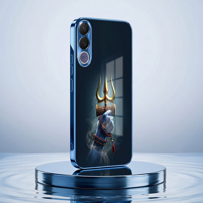 Vivo V70 FE 5G Divine Shiva Trisul Blue Electroplated Glass Phone Back Case