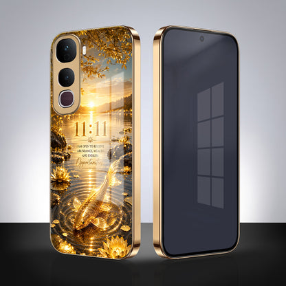 Vivo Y400 Pro 5G 11:11 Manifestation Gold Electroplated Glass Phone Back Case