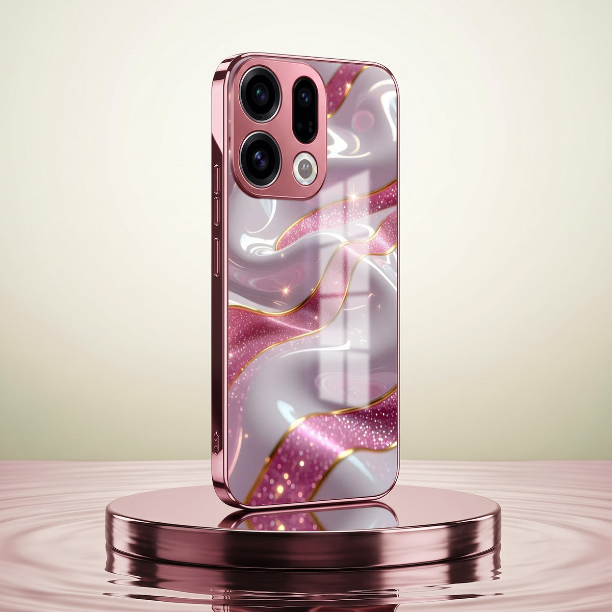 Oppo Find X9 5G Pearl Marble Pink Electroplated Glass Phone Back Case