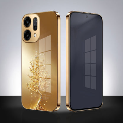 Oppo Reno 14 5G Golden Tree Gold Electroplated Glass Phone Back Case