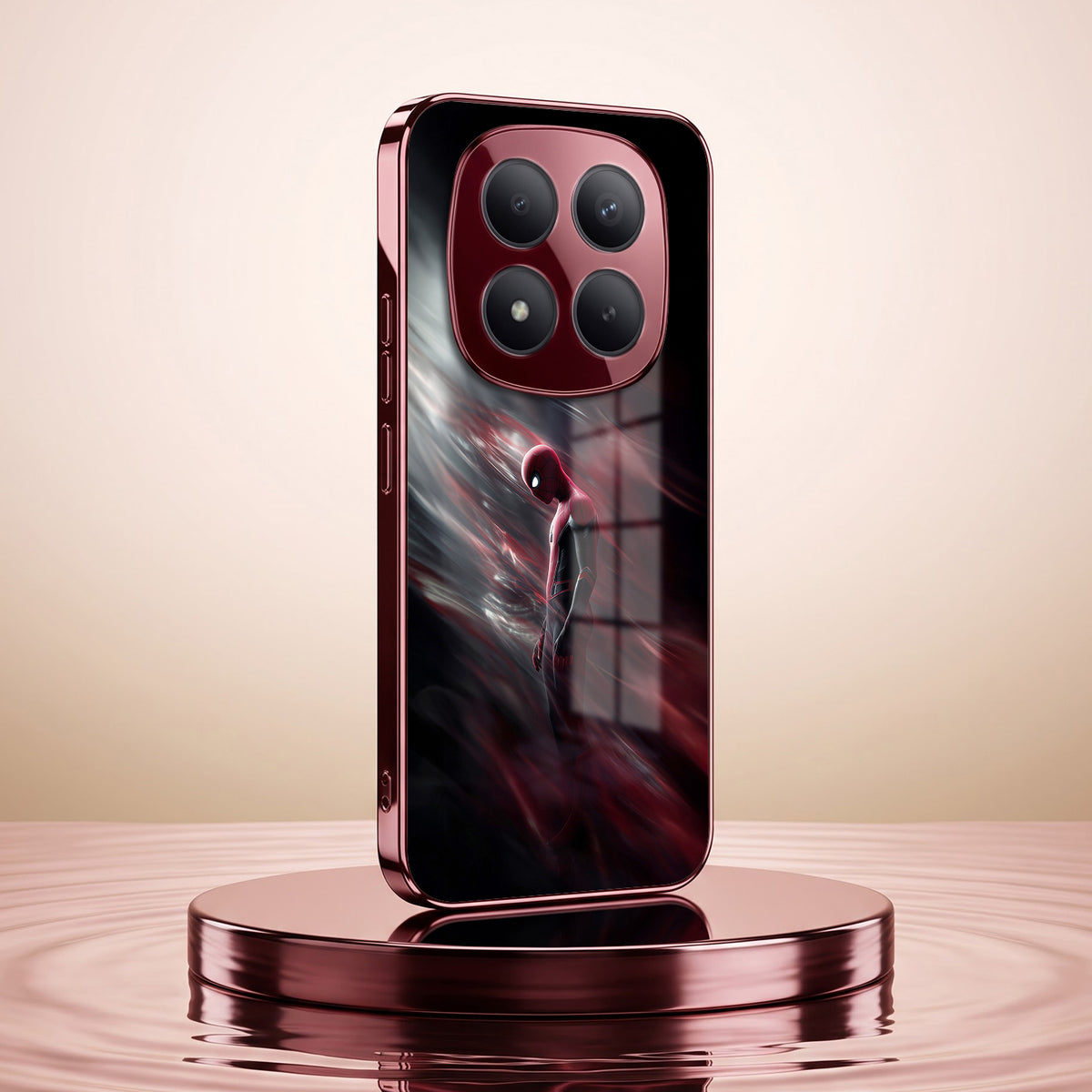 Redmi Note 15 Pro Plus 5G Crimson Spider Burgundy Electroplated Glass Back Case
