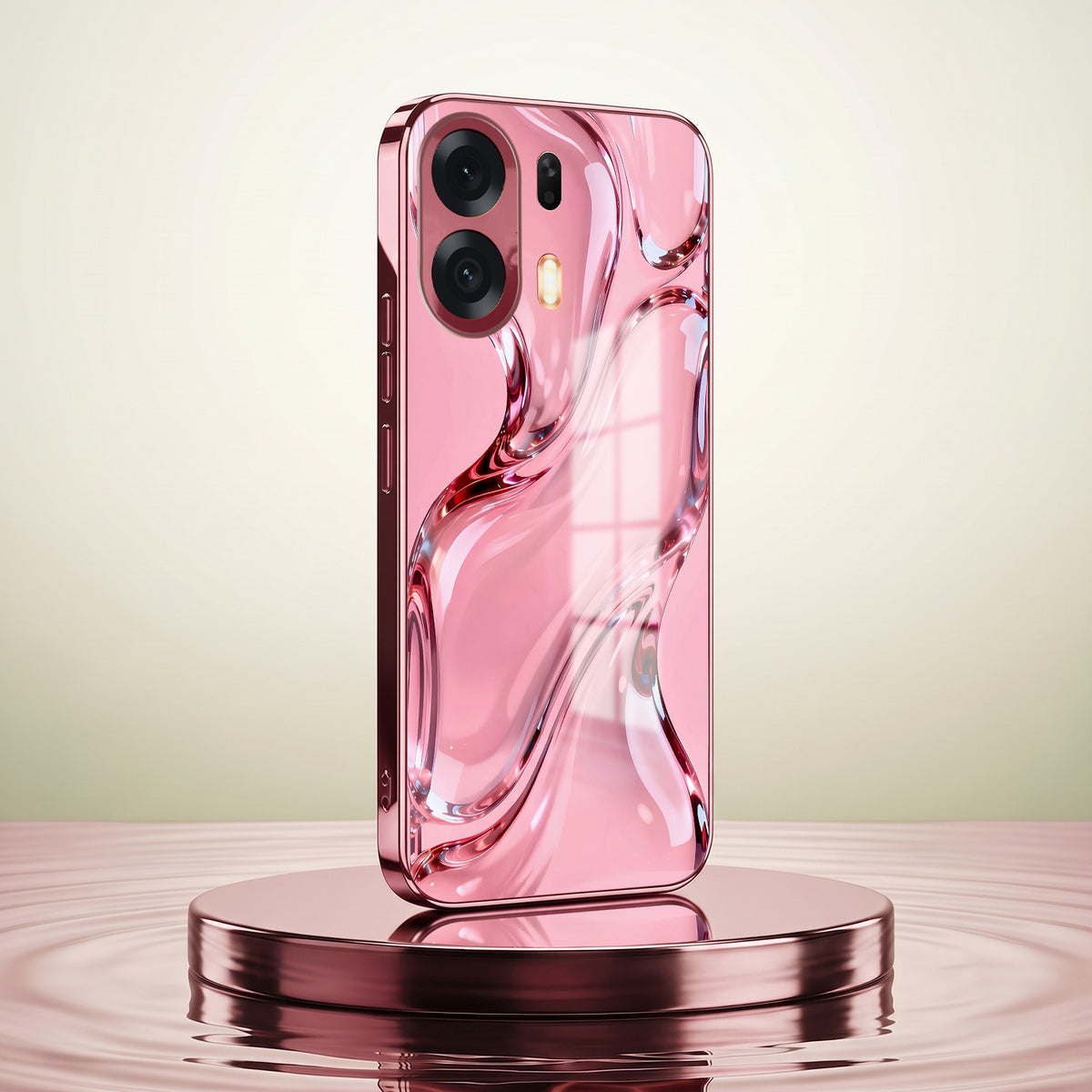Oppo K14 Plus 5G Crystal Wave Energy Pink Electroplated Glass Phone Back Case