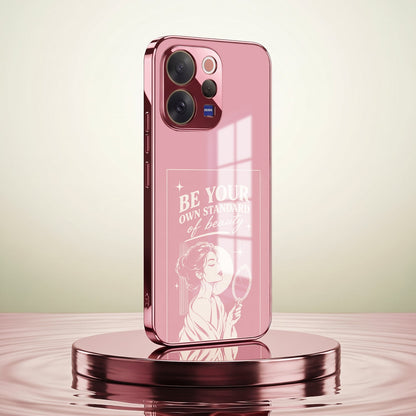 Vivo V70 5G Luxury Aesthetic Girl Pink Electroplated Glass Phone Back Case