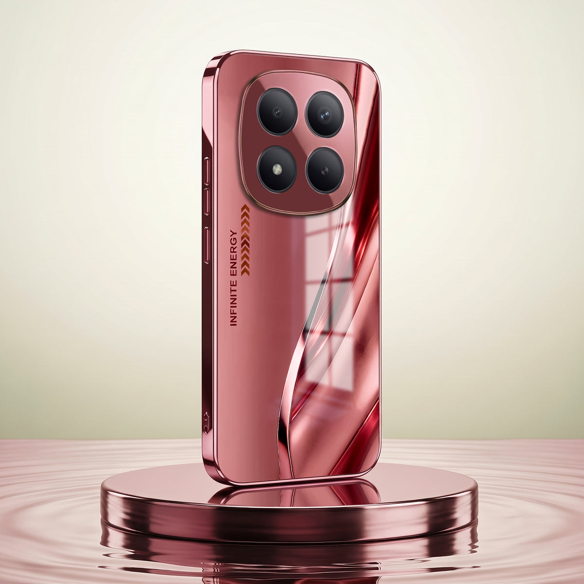 Redmi Note 15 Pro+ 5G Luxury Infinity Energy Pink Electroplated Glass Phone Back Case