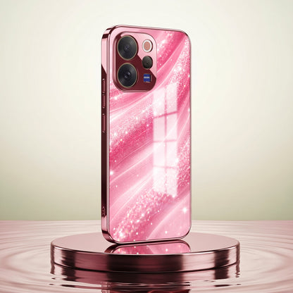 Vivo V70 5G Luxury Glitter Wave Pink Electroplated Glass Phone Back Case