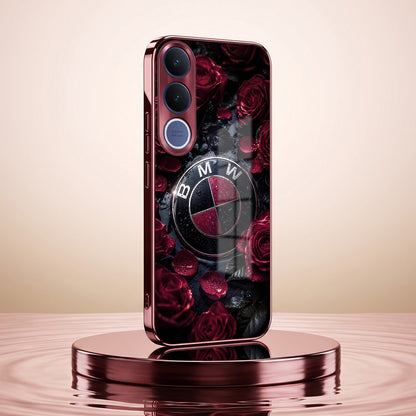 Vivo V70 FE 5G BMW Logo Burgundy Electroplated Glass Back Case